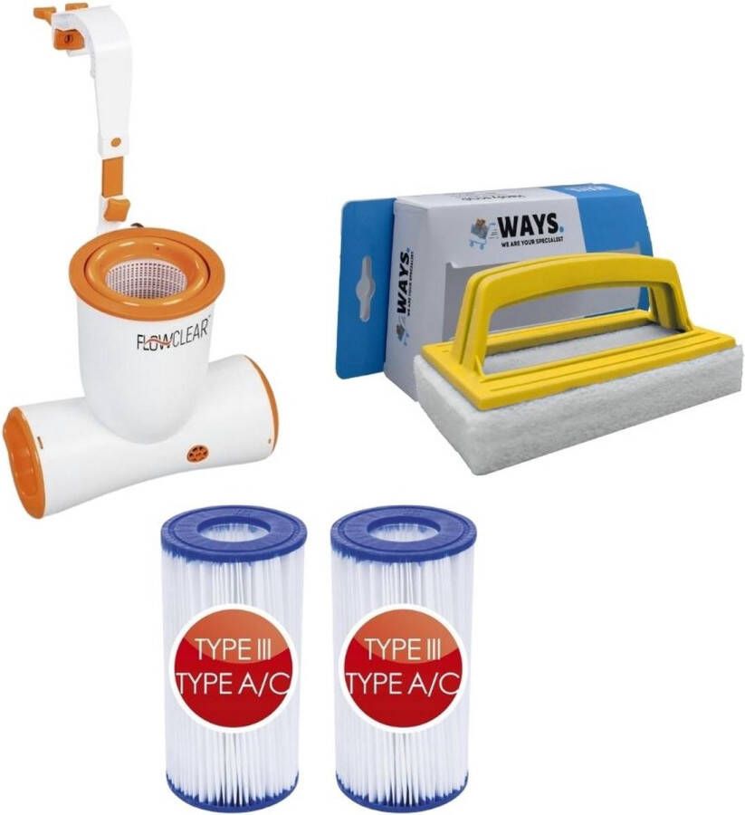 Bestway Skimmer 3974 L u & 2 Filters Type Iii & Ways Scrubborstel