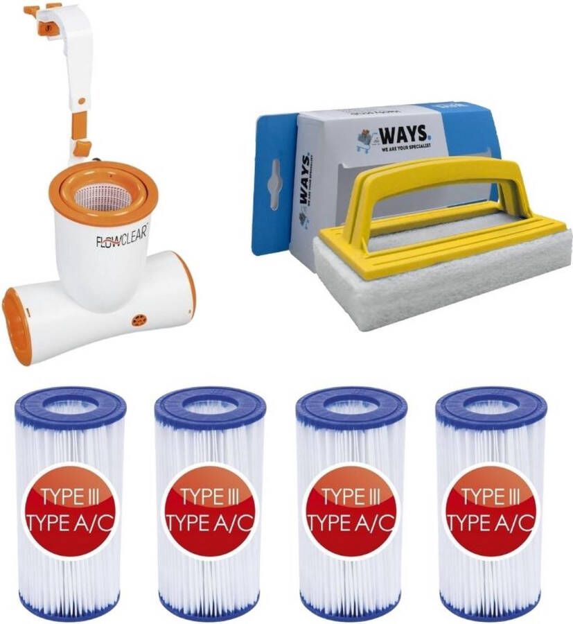 Bestway Skimmer 3974 L u & 4 Filters Type Iii & Ways Scrubborstel