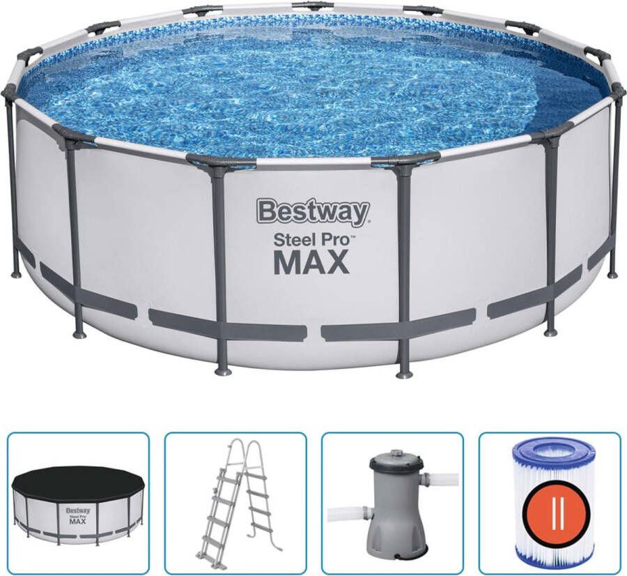 Bestway Steel Pro Max Opzetzwembad Inclusief Filterpomp En Accessoires 396x122 Cm Rond