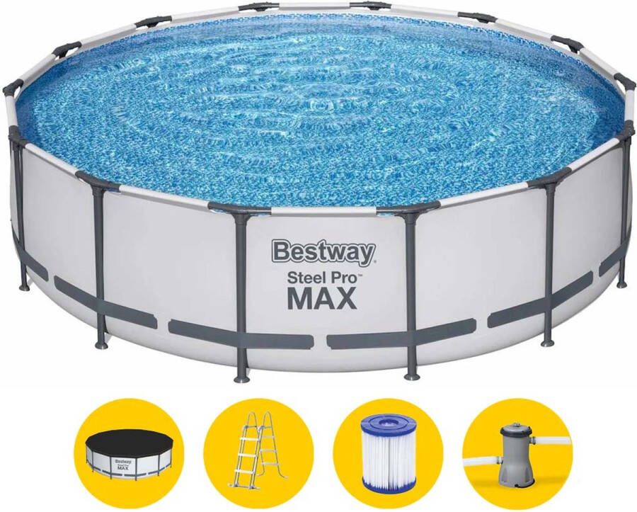 Bestway Steel Pro MAX Opzetzwembad inclusief filterpomp en accessoires 427x107 cm Rond