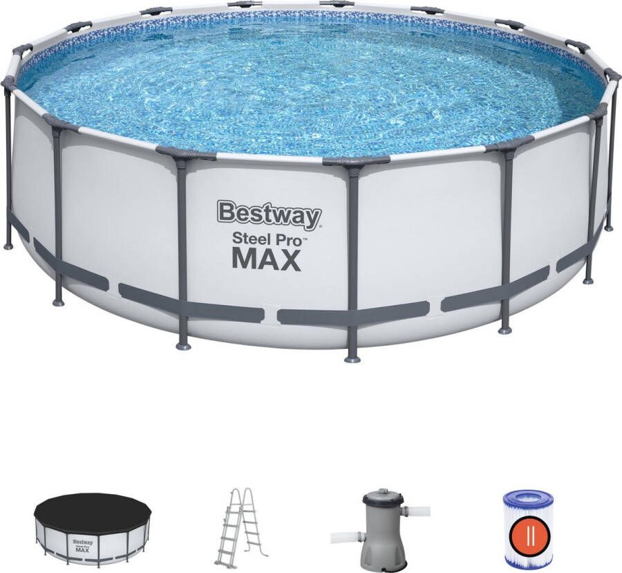 Bestway Steel Pro MAX Opzetzwembad inclusief filterpomp en accessoires 457x122 cm Rond
