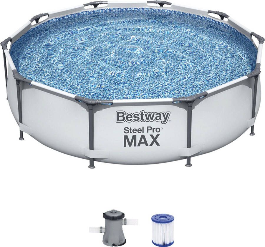 Bestway Steel Pro MAX Opzetzwembad inclusief filterpomp 305x76 cm Rond