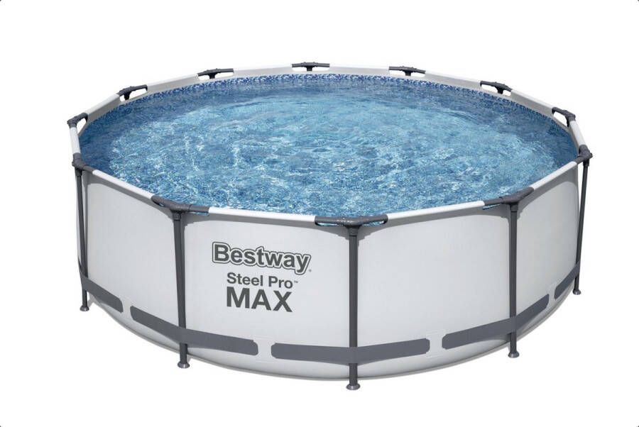 Bestway Steel Pro MAX Opzetzwembad inclusief filterpomp en zwembadtrap 366x100 cm Rond