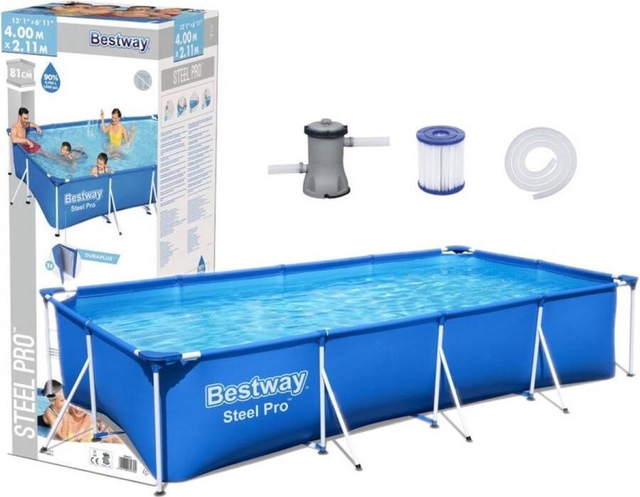 Bestway Steel Pro zwembad 400x211x81 cm opzetzwembad met filterpomp