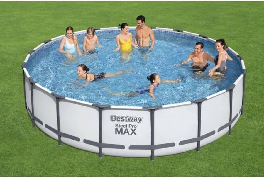 Bestway SteelPro Max bovengronds zwembad diameter 549 x 122 cm patroonfilter afdekking schaalverdeling