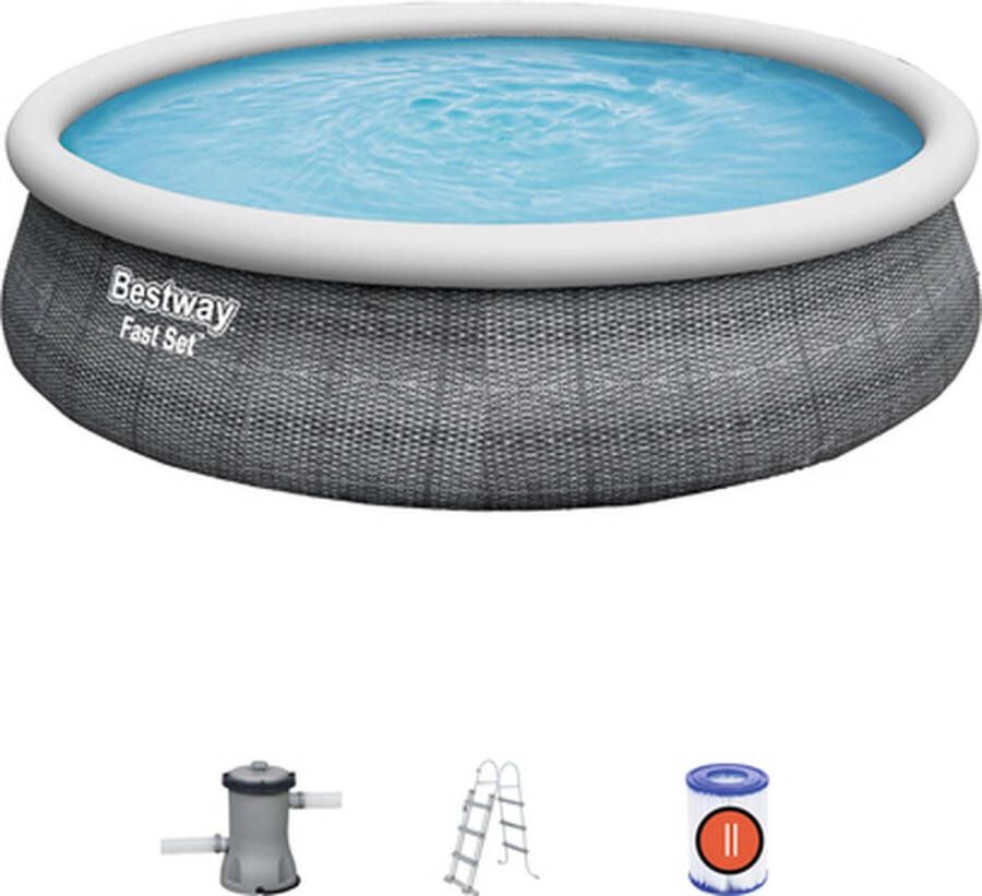 Bestway Ø 457 x 107 cm Zwembad Fast Set rotan rond