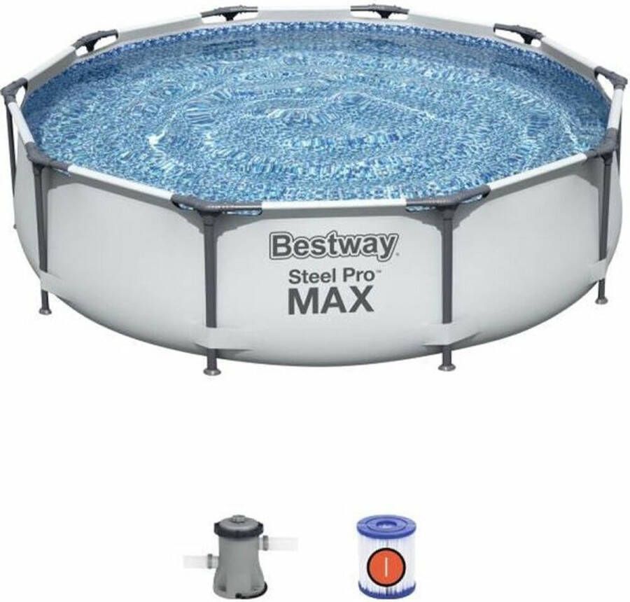 Bestway Steel Pro Max buisvormig bovengronds zwembad 305x76 cm 1249 L H patroonreiniger