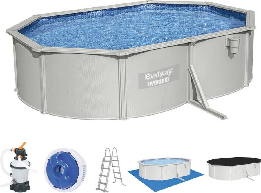 Bestway Opzetzwembad Hydrium™ Stalenwand zwembad Complete set met zandfilterpomp Ovaal 500 x 360 x 120 cm