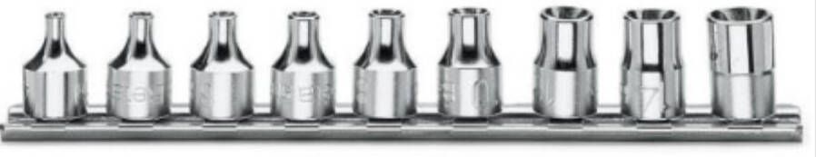 Beta 9-delige set dopsleutels voor Torx schroeven (art. 910FTX) op support 910FTX SB9