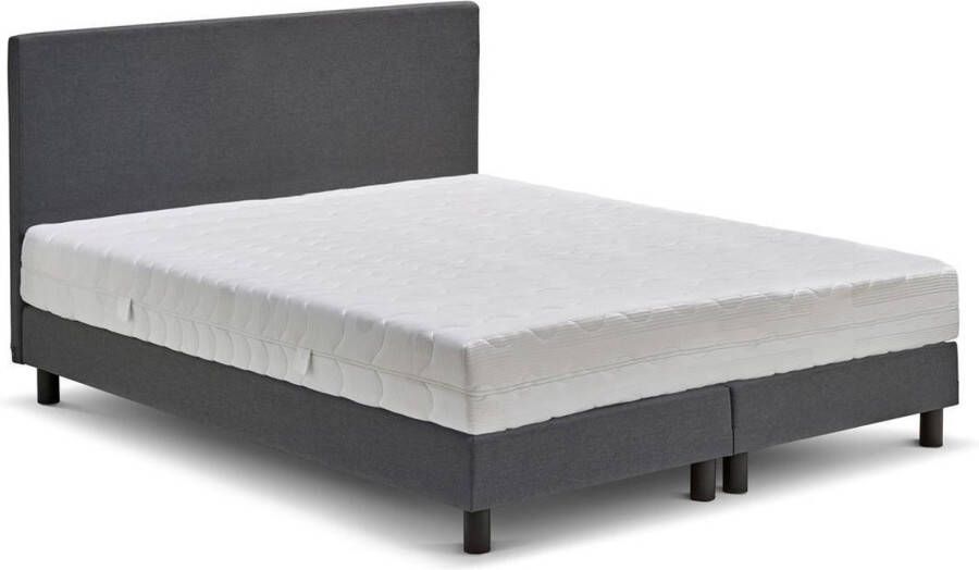 Beter Bed Basic Beter Bed Ambra Complete Boxspring met Silver Pocket Deluxe Foam matras en verstelbaar hoofdbord 120 x 200 cm Grijs