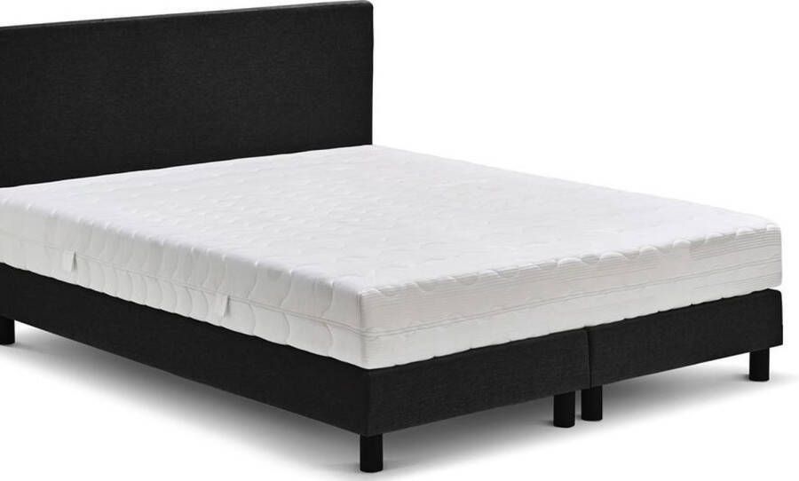 Beter Bed Basic Beter Bed Ambra Complete Boxspring met Silver Pocket Deluxe Foam matras en verstelbaar hoofdbord 120 x 200 cm Zwart