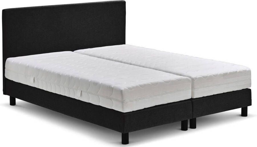 Beter Bed Basic Beter Bed Ambra Complete Boxspring met Silver Pocket Deluxe Foam matras en verstelbaar hoofdbord 160 x 200 cm Zwart