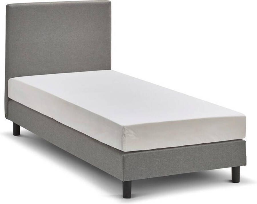 Beter Bed Basic Beter Bed Ambra Complete Boxspring met Silver Pocket Deluxe Foam matras en verstelbaar hoofdbord 90 x 200 cm Grijs