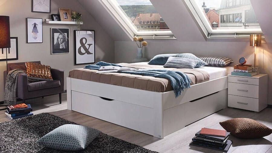 Beter Bed Basic Beter Bed Butiken Bedframe met 3 Opbergladen 140x200cm Alpine Wit