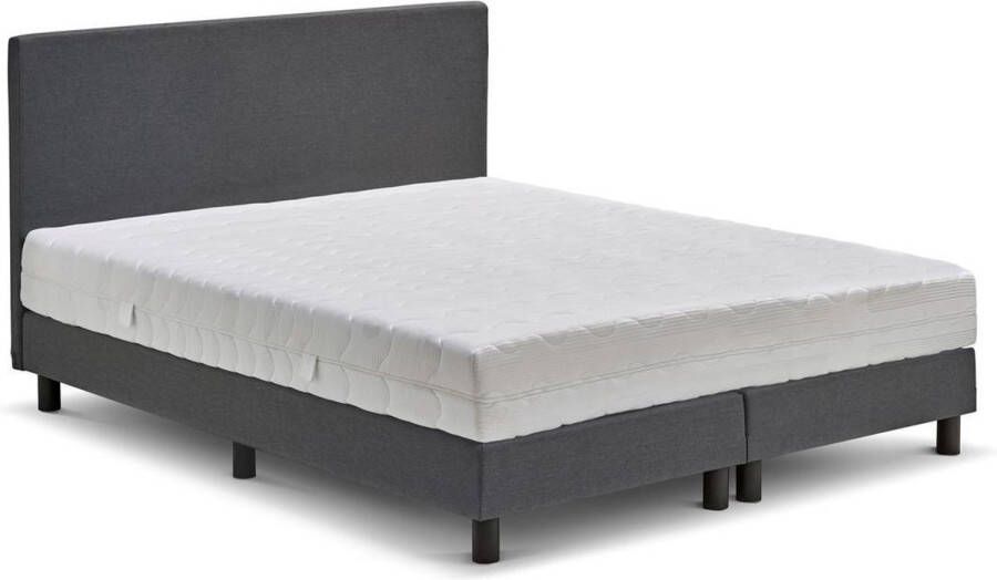 Beter Bed Basic Beter Bed Cisano Complete Boxspring met Silver Pocket Deluxe Foam Matras 140x200 cm Donkergrijs