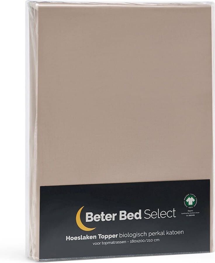 Beter Bed Select Hoeslaken Biologisch perkal topper 160 x 200 210 cm taupe