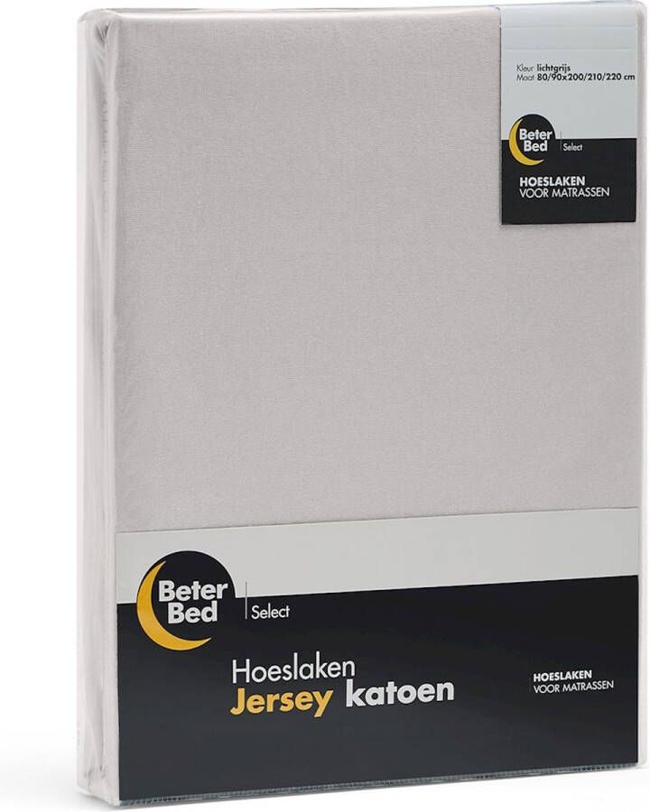 Beter Bed Select Hoeslaken Jersey 1+1 gratis 100% katoen 120x200 210 220 cm Lichtgrijs