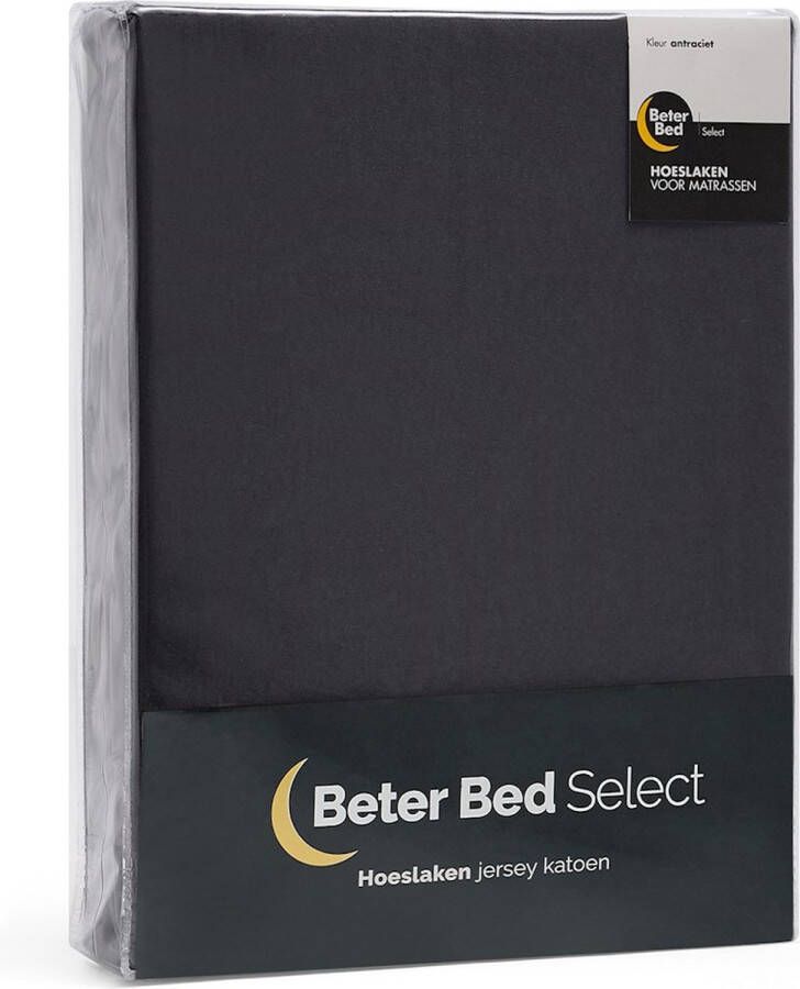 Beter Bed Select Jersey Hoeslaken voor Matras 100% Katoen 140 x 200 210 220 cm Antraciet