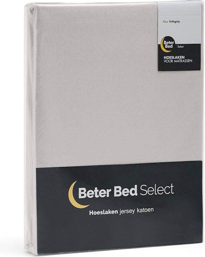 Beter Bed Select Jersey Hoeslaken voor Matras 100% Katoen 80 90 x 200 210 220 cm Lichtgrijs