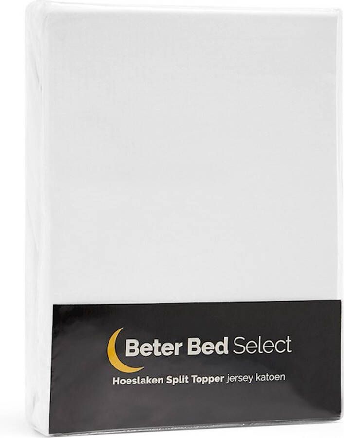 Beter Bed Select Jersery Hoeslaken voor Splittopper 100% Katoen 200 x 200 210 220 cm Wit