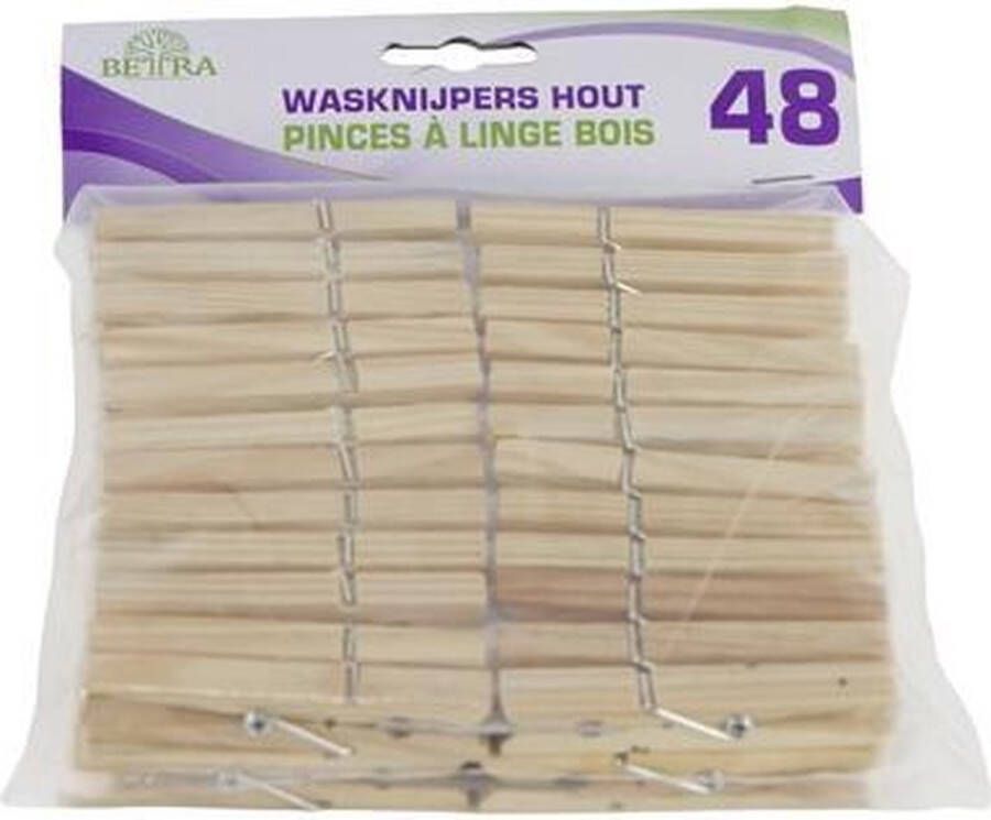 Merkloos 36x Wasknijpers wasspelden van hout huishoudelijke producten knijpers