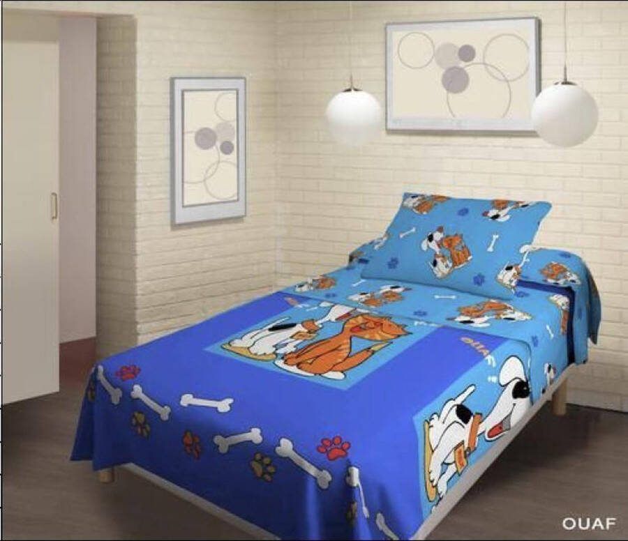 Better Nights Kinderdekbedovertrek Ouaf hond en kat-140x200 cm + 1 kussensloop 65x65 cm- 100% katoen