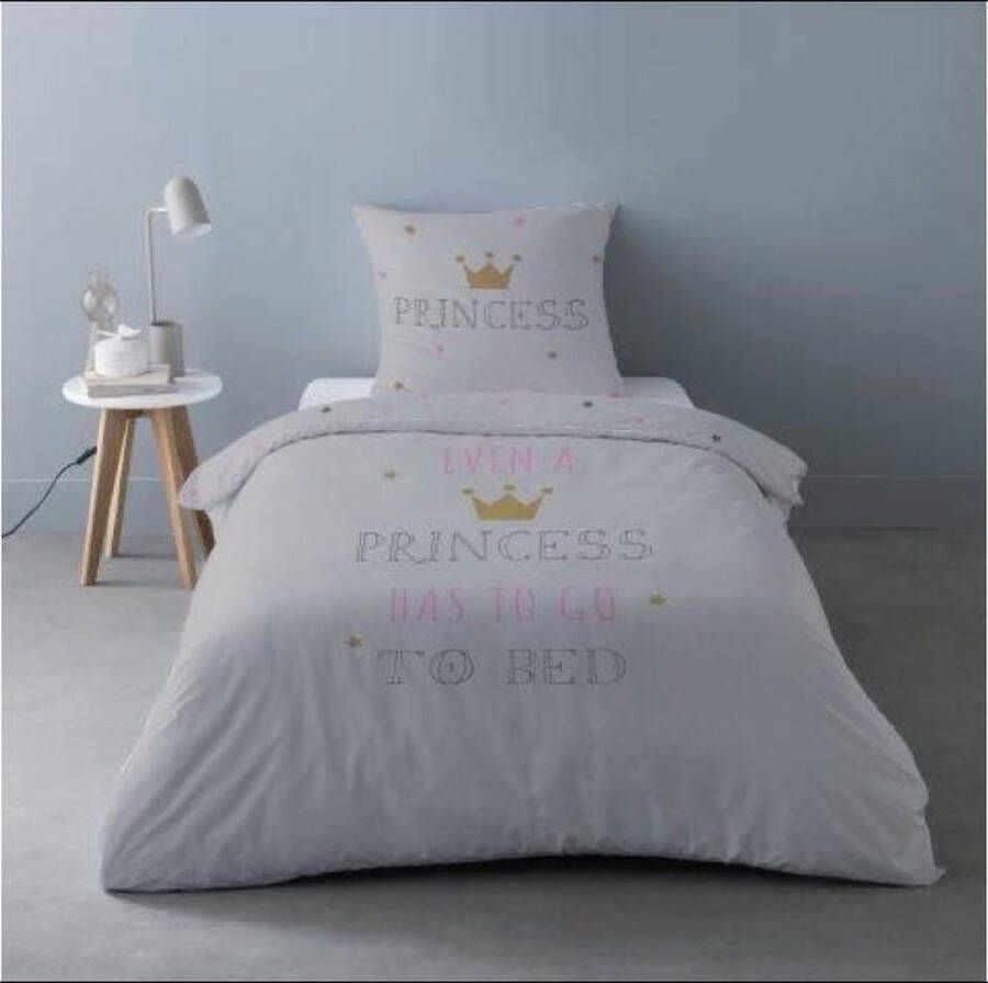 Better Nights Kinderdekbedovertrek Sleepy Princess Grijs- 140x200 cm +1 kussensloop 65x65-100% katoen