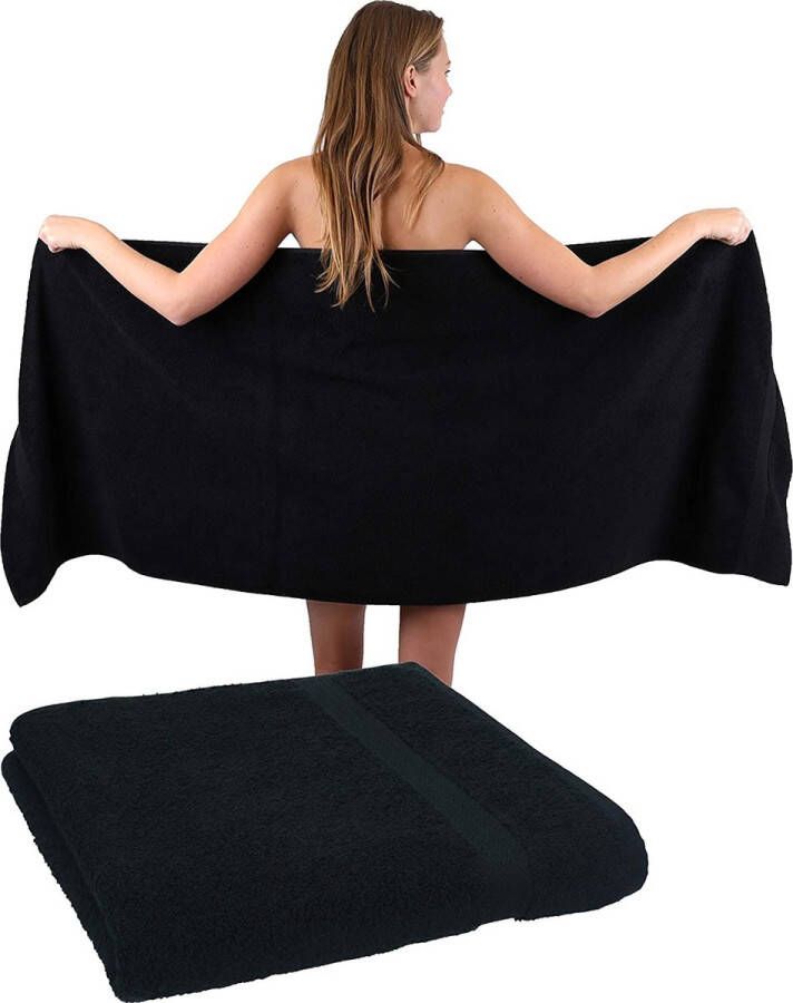 Betz 2 stuks premium saunadoeken saunahanddoek set 100% katoen badstof XXL badhanddoek strandhanddoek afmetingen 70 x 200 cm kleur zwart