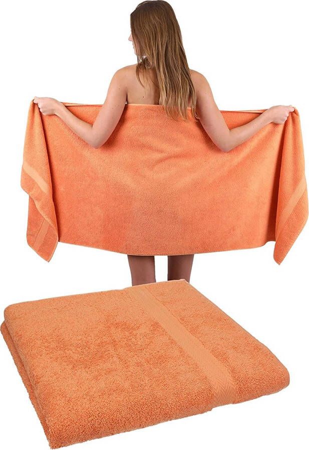 Betz 2 stuks premium saunahanddoeken saunahanddoek set 100% katoen badstof XXL badhanddoek strandhanddoek afmeting 70 x 200 cm kleur oranje