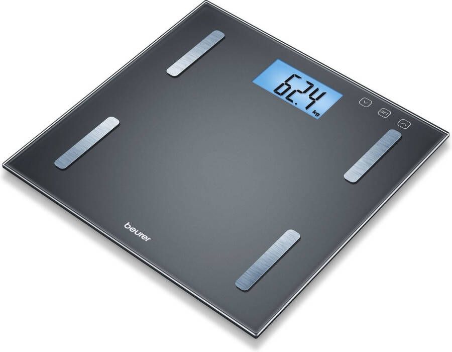 Beurer BF 180 Personenweegschaal Digitaal Lichaamsanalyse Tot 180 kg BMI BMR Quick Start 10 Gebruikers XL Display Veiligheidsglas Incl. batterijen 5 Jaar garantie Zwart