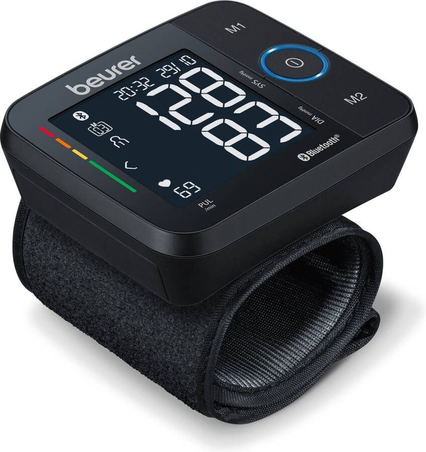 Beurer Bloeddrukmeter pols Bluetooth HealthManager Pro app BC 54 Snelle meting Onregelmatige hartslag Risico-indicator 2 Gebruikersgeheugen Manchet pols 13 5-21 5 cm Incl. batterijen 5 Jaar garantie