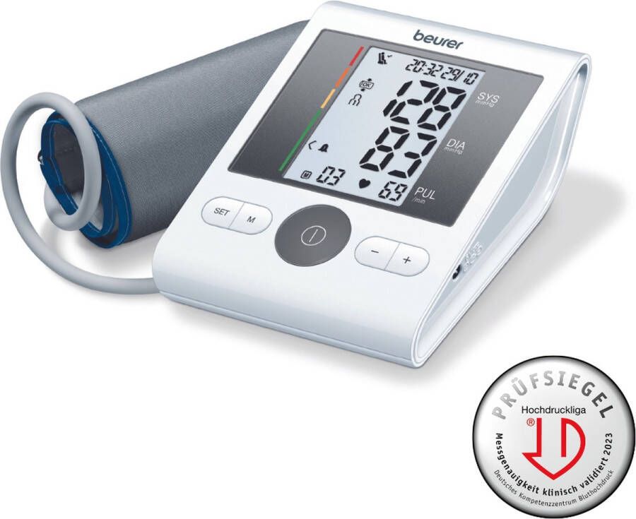 Beurer BM 28 Bloeddrukmeter bovenarm Aanbevolen door Hartstichting App: HealthManager Pro Onregelmatige hartslag – Rust indicator – Manchet aanbreng controle 22 tot 42 cm Manchet Geschikt tijdens zwangerschap 5 Jaar garantie