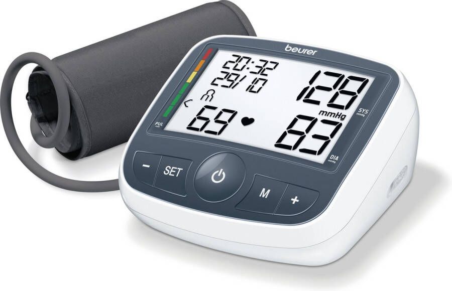 Beurer BM 40 Bloeddrukmeter bovenarm Aanbevolen door Hartstichting Incl. manchet 22-35 cm Onregelmatige hartslag Risico-indicator XL display Bekroond nauwkeurig Incl. batterijen 5 Jaar garantie