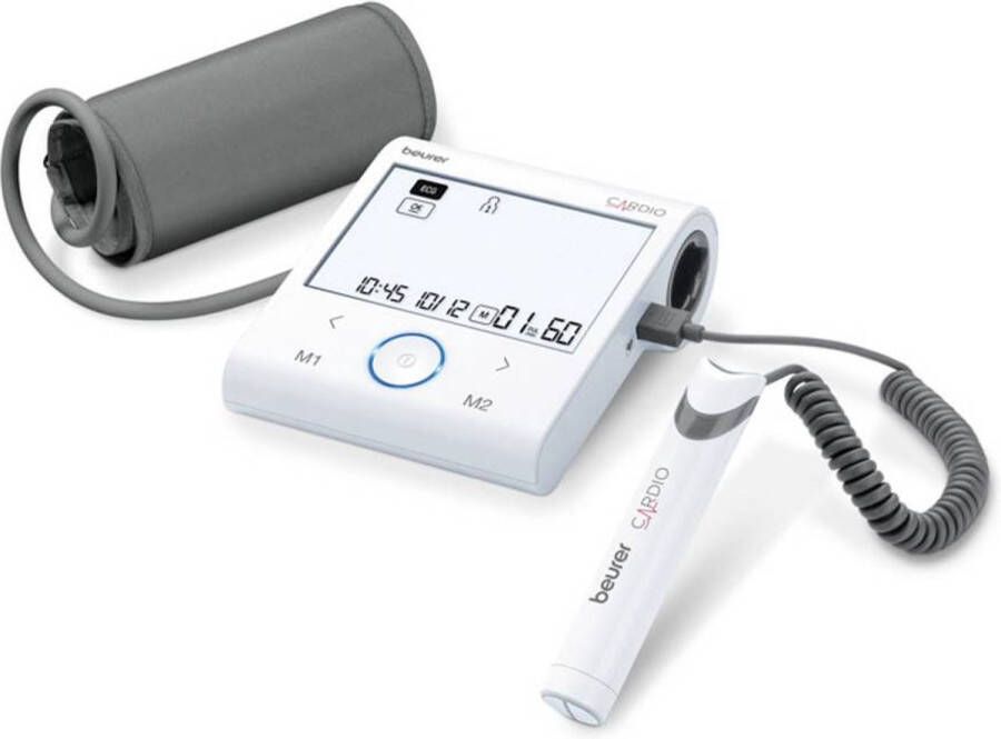 Beurer BM 96 Cardio Bloeddrukmeter bovenarm Smart Hartslagmeter ECG functie met stick Uitgebreide Aritmieherkenning Risico indicator HealthManager Pro app