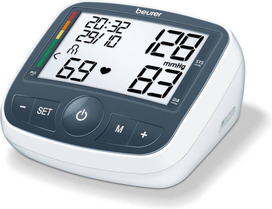 Beurer BM 40 Bloeddrukmeter bovenarm Aanbevolen door Hartstichting Incl. manchet 22-35 cm Hartritmestoornis- aritmie herkenning Risico-indicator XL display Bekroond nauwkeurig Incl. batterijen 5 Jaar garantie