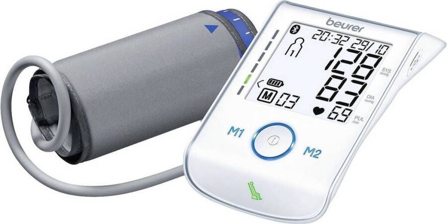 Beurer BM 85 Bloeddrukmeter bovenarm XL display Onregelmatige hartslag Bluetooth gratis HealthManager Pro app Manchet 22-42 cm 2 Gebruikersgeheugen Rust-indicator Risico-indicator 5 Jaar garantie
