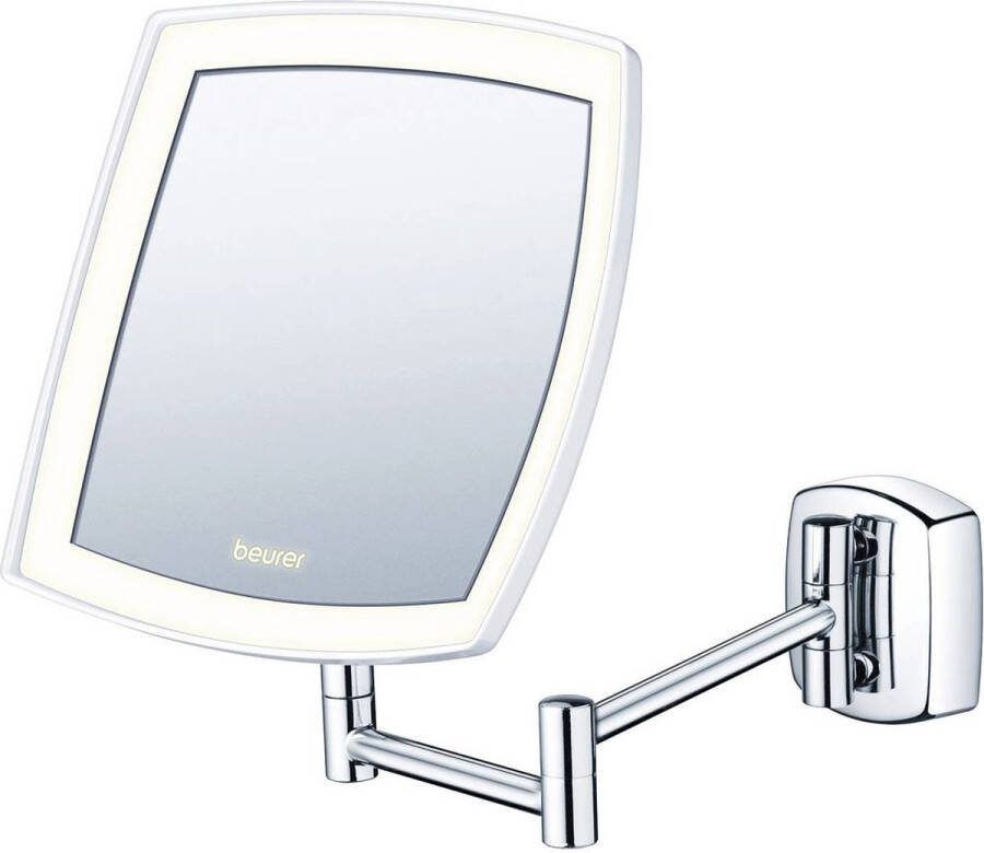 Beurer BS 89 Make up spiegel LED verlichting rondom Wandspiegel Muurmontage 5x Vergroting Vierkant 16 x 16 cm Dimmer Incl. batterijen 3 Jaar garantie