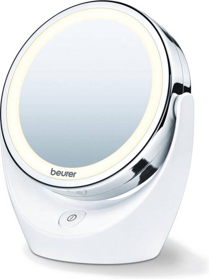 Beurer BS 49 Make up spiegel Staand LED verlichting rondom Tweezijdig 5x Vergroting Incl. batterijen Rond: doorsnede 11 cm Incl. batterijen 3 Jaar garantie