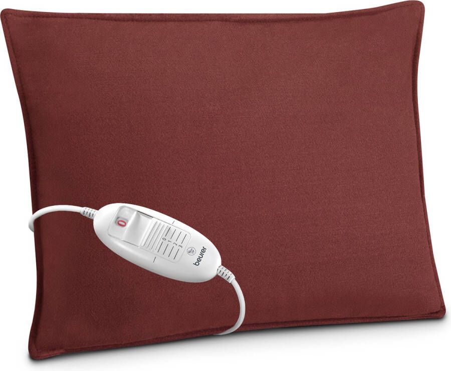 Beurer Elektrisch Warmtekussen Heating pad 40 x 30 cm HK 48 Cherry Red 3 Warmtestanden Max. 65°C Snelle opwarming Automatische uitschakeling Fleece Machinewasbaar 3 jaar garantie Inclusief Rode Kussenhoes
