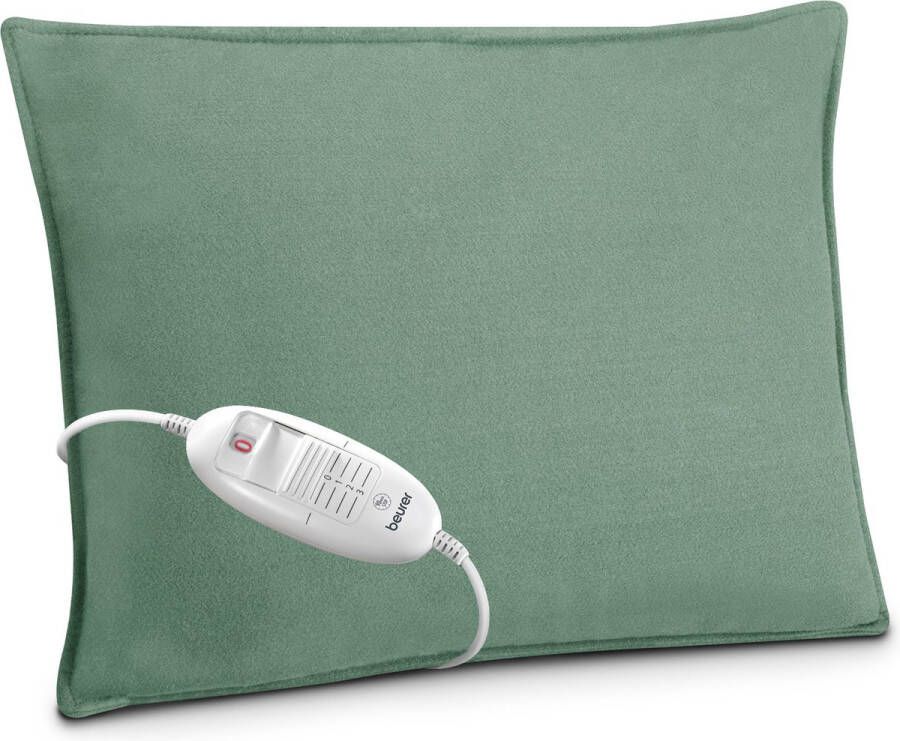 Beurer Elektrisch Warmtekussen Heating pad 40 x 30 cm HK 48 Green 3 Warmtestanden Max. 65°C Snelle opwarming Automatische uitschakeling Fleece Machinewasbaar 3 jaar garantie Inclusief Groene Kussenhoes