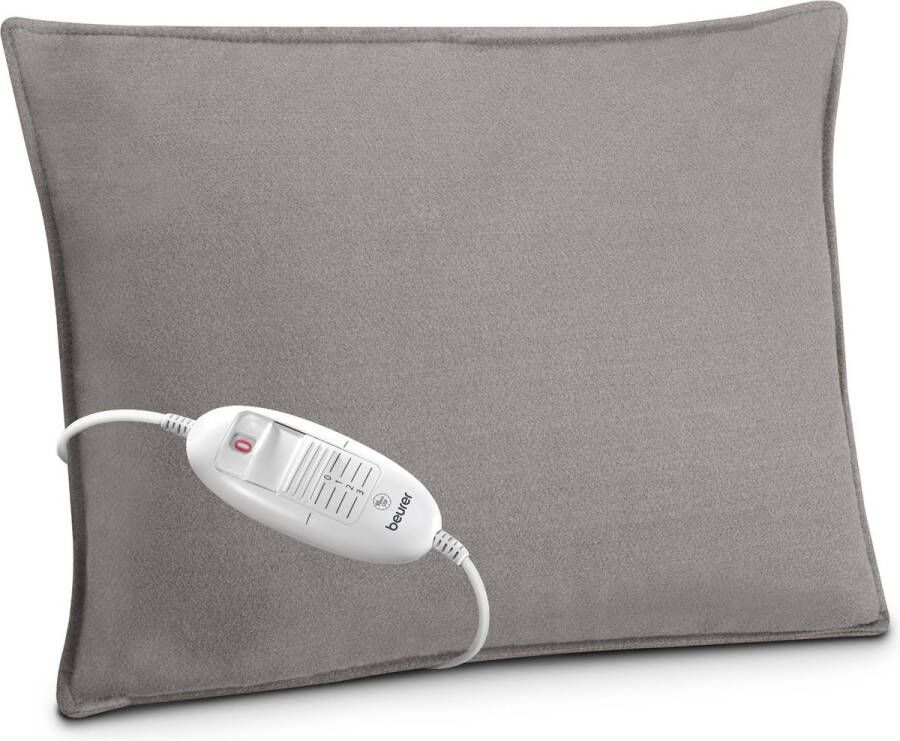 Beurer HK 48 Grey Elektrisch Warmtekussen Heating pad 40 x 30 cm 3 Warmtestanden Max. 65°C Snelle opwarming Automatische uitschakeling Fleece Machinewasbaar 3 jaar garantie Inclusief Grijze Kussenhoes
