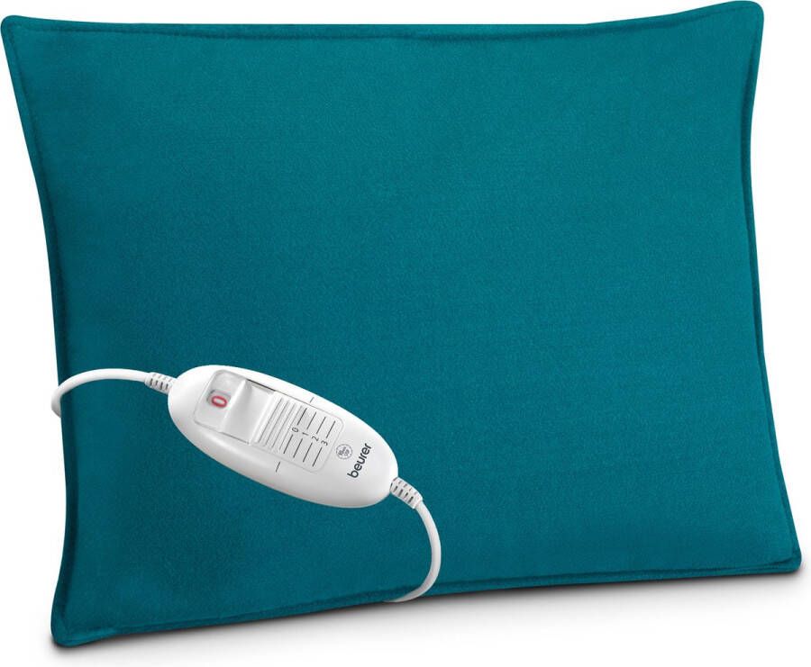 Beurer Elektrisch Warmtekussen Heating pad 40 x 30 cm HK 48 Petrol 3 Warmtestanden Max. 65°C Snelle opwarming Automatische uitschakeling Fleece Machinewasbaar 3 jaar garantie Inclusief Petrol Kussenhoes
