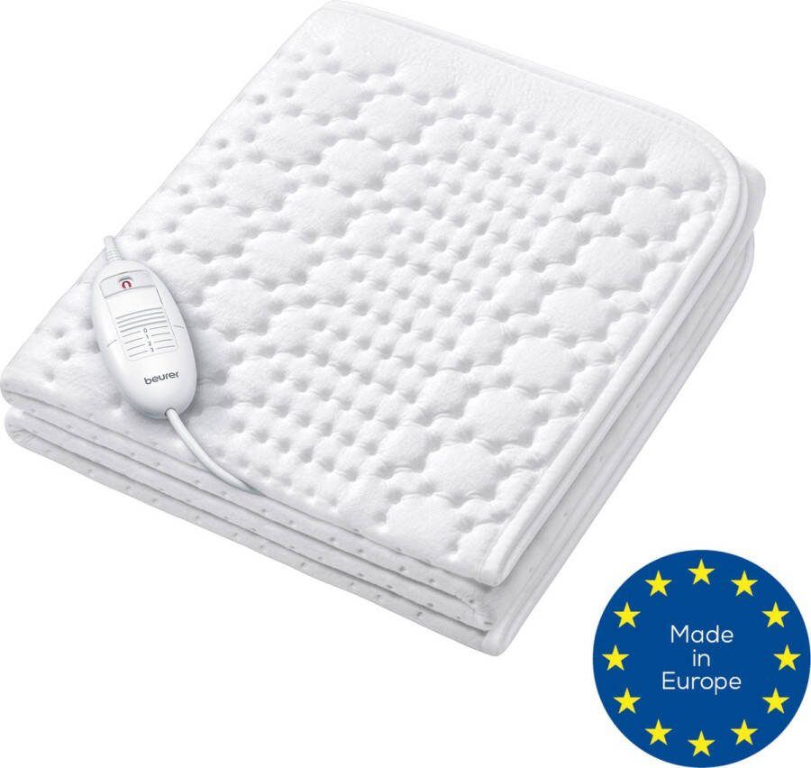 Beurer Elektrische deken Onderdeken 130 x 75 cm TS 19 3 Warmtestanden Automatische uitschakeling Fleece Machinewasbaar 5 Jaar garantie Wit