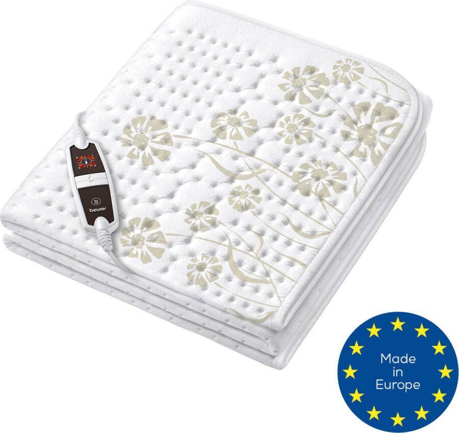 Beurer UB 60 Elektrische deken Onderdeken 150 x 80 cm 4 Warmtestanden Automatische uitschakeling Fleece Machinewasbaar 5 Jaar garantie Wit