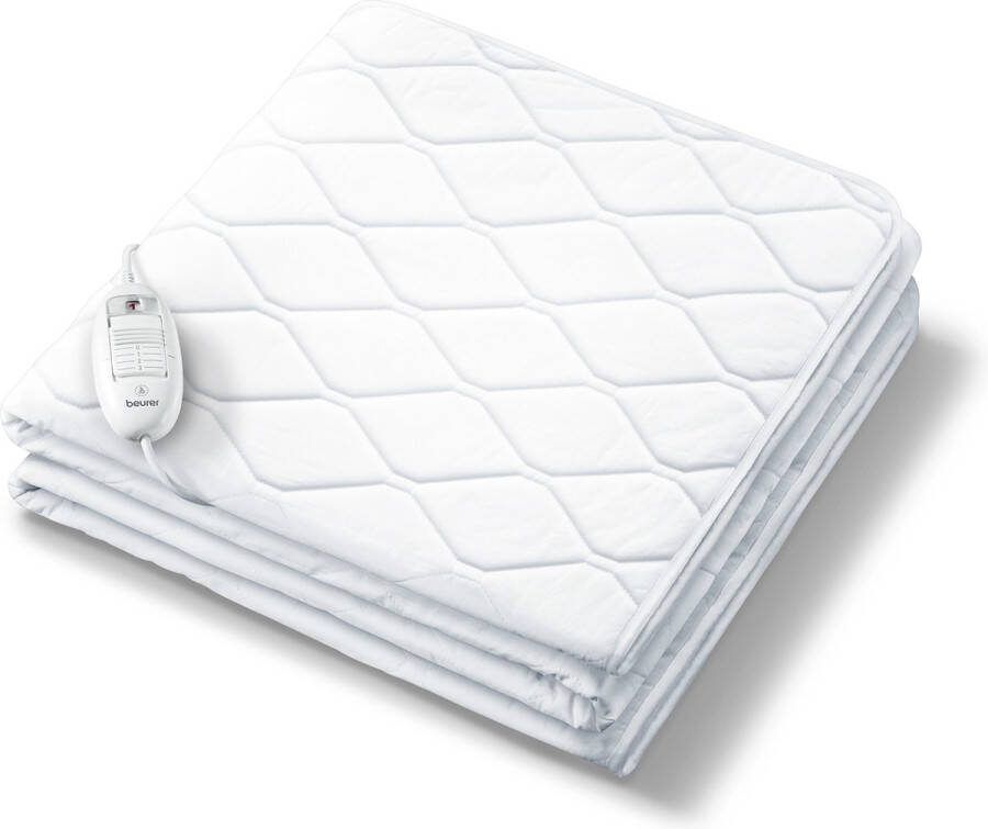 Beurer Elektrische deken Onderdeken Hoeslaken-vorm 200 x 100 cm UB 64 3 Warmtestanden Automatische uitschakeling Katoen fleece Machinewasbaar 5 Jaar garantie Wit