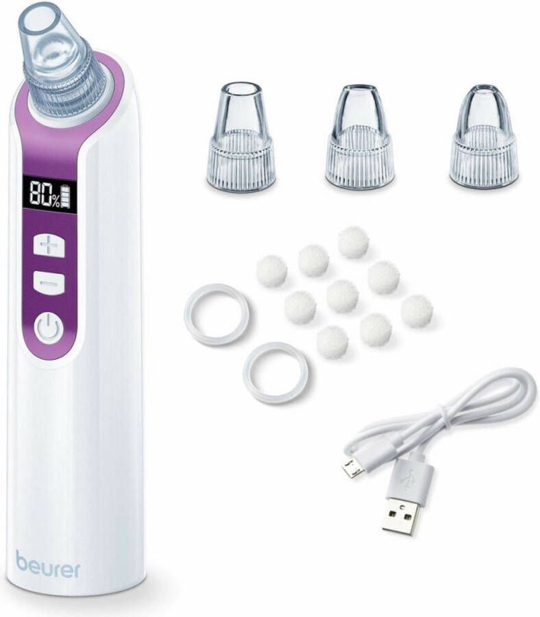 Beurer FC 41 Poriënreiniger Elektrisch Vaccümreiniger Vermogen 3 Watt Incl. 3 Opzetstukken 5 Intensiteitsniveaus LCD display Incl. USB laadkabel & reservefilters Draadloos gebruik 3 Jaar garantie