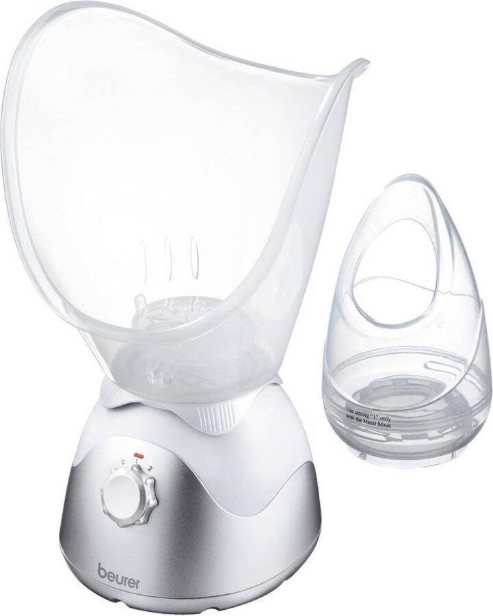 Beurer FS 50 Gezichtssauna 3-in-1: inhalator gezichtsverzorging aromatherapie 2 Opzetstukken maskers 120 Watt Alu verdampingstank 2 Standen Geurstofreservoir Incl. maatbeker netadapter 3 Jaar garantie Grijs-wit