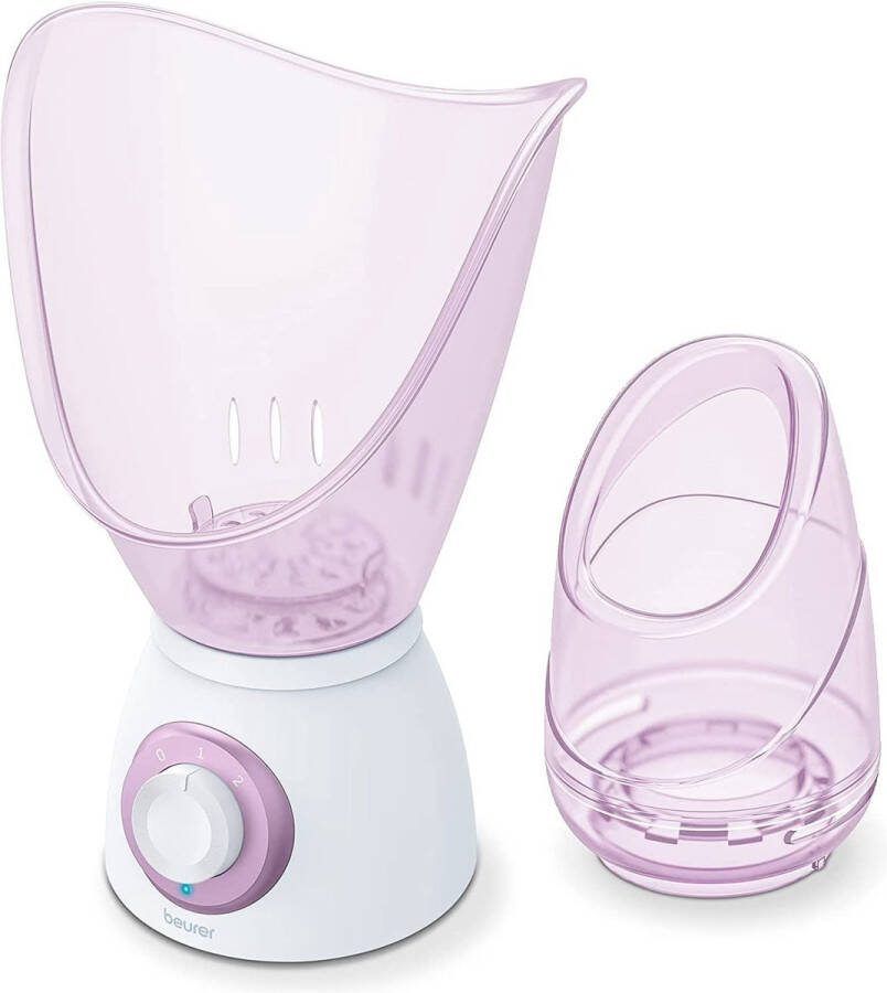 Beurer FS 60 Gezichtssauna 3-in-1: inhalator gezichtsverzorging aromatherapie 2 Opzetstukken saunamaskers 120 Watt 2 Standen Geurstofreservoir Incl. maatbeker netadapter 3 Jaar garantie Roze-wit
