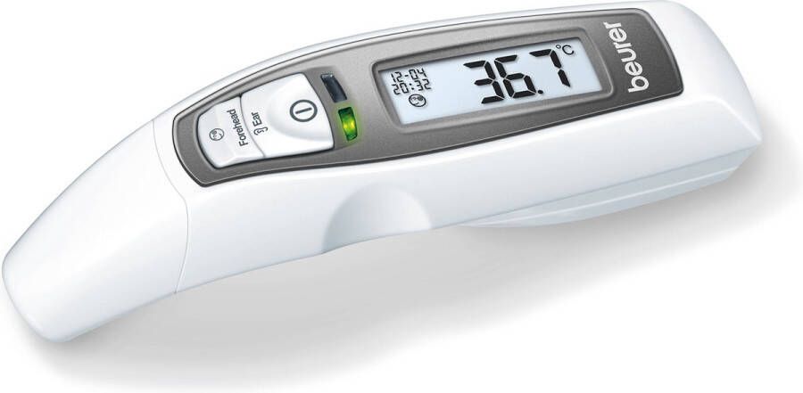 Beurer FT 65 Thermometer oor voorhoofd Koortsthermometer Oppervlaktetemperatuur meten Digitaal Infrarood Contactloos Hygiënisch Meting binnen seconden 10 Geheugenplaatsen Medisch gecertificeerd Incl. batterijen Wit