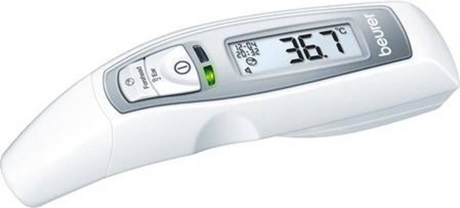 Beurer FT 70 Thermometer lichaam Spraakfunctie EN GR FR IT RU TU 7-1 functies Meting binnen seconden Geschikt voor de hele familie 10 geheugenplaatsen Medisch gecertificeerd Incl. batterijen 5 jaar garantie Wit